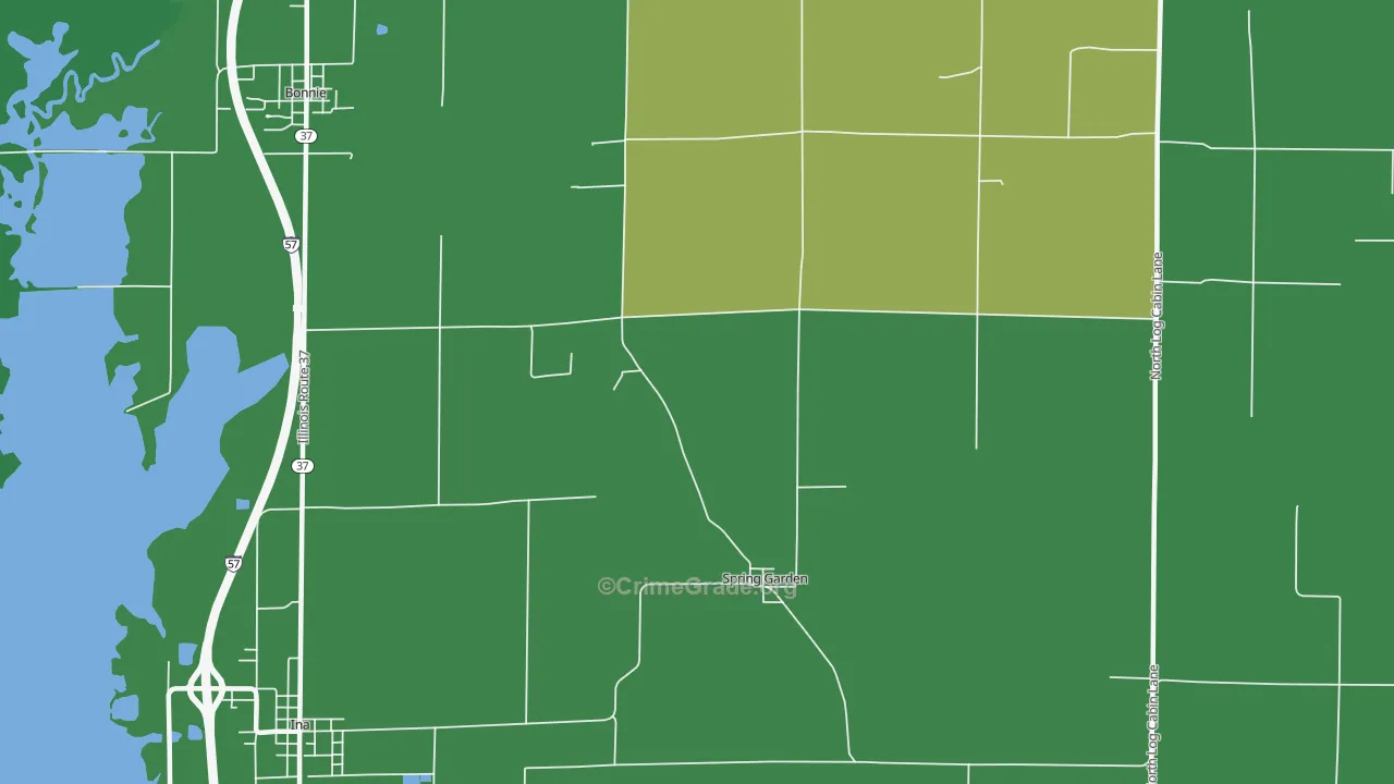 Spring Garden, IL Map of Vehicle Theft Rates
