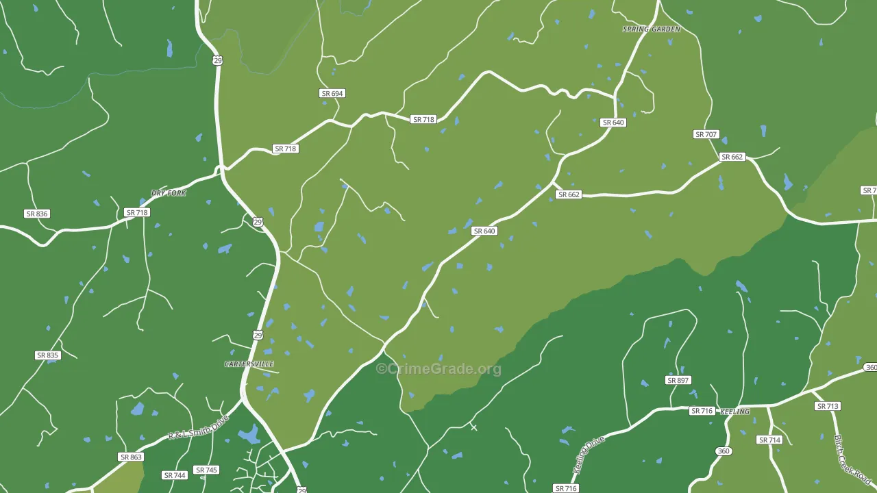 Spring Garden, VA Map of Vehicle Theft Rates