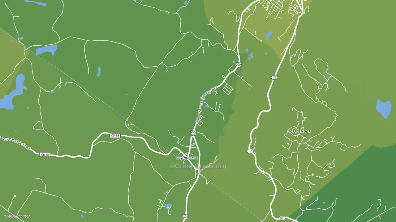 Spring Glen, NY Map of Vehicle Theft Rates