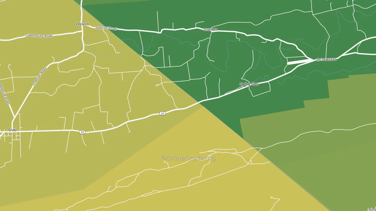 Spring Glen, PA Map of Vehicle Theft Rates