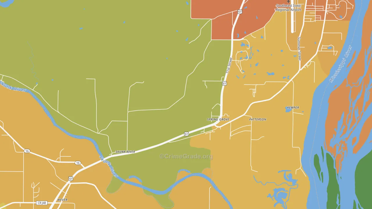 Spring Grove, IA Map of Vehicle Theft Rates