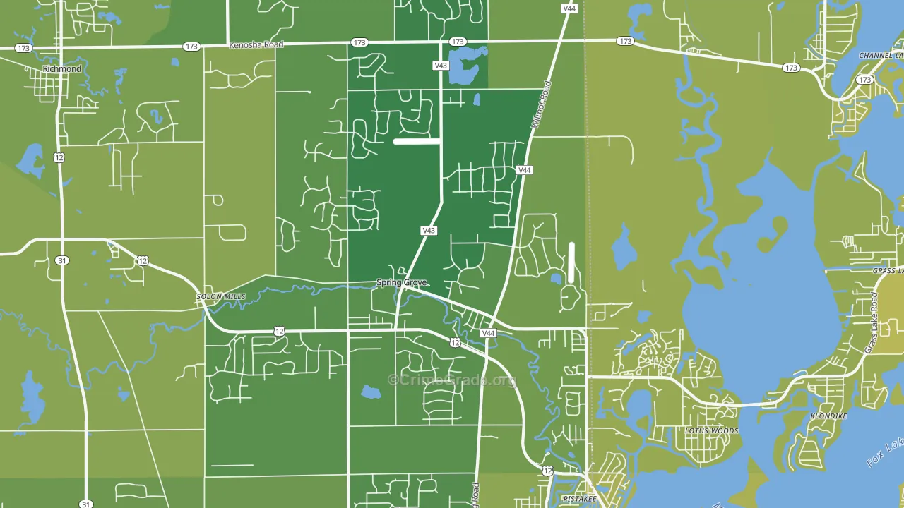 Spring Grove, IL Map of Vehicle Theft Rates