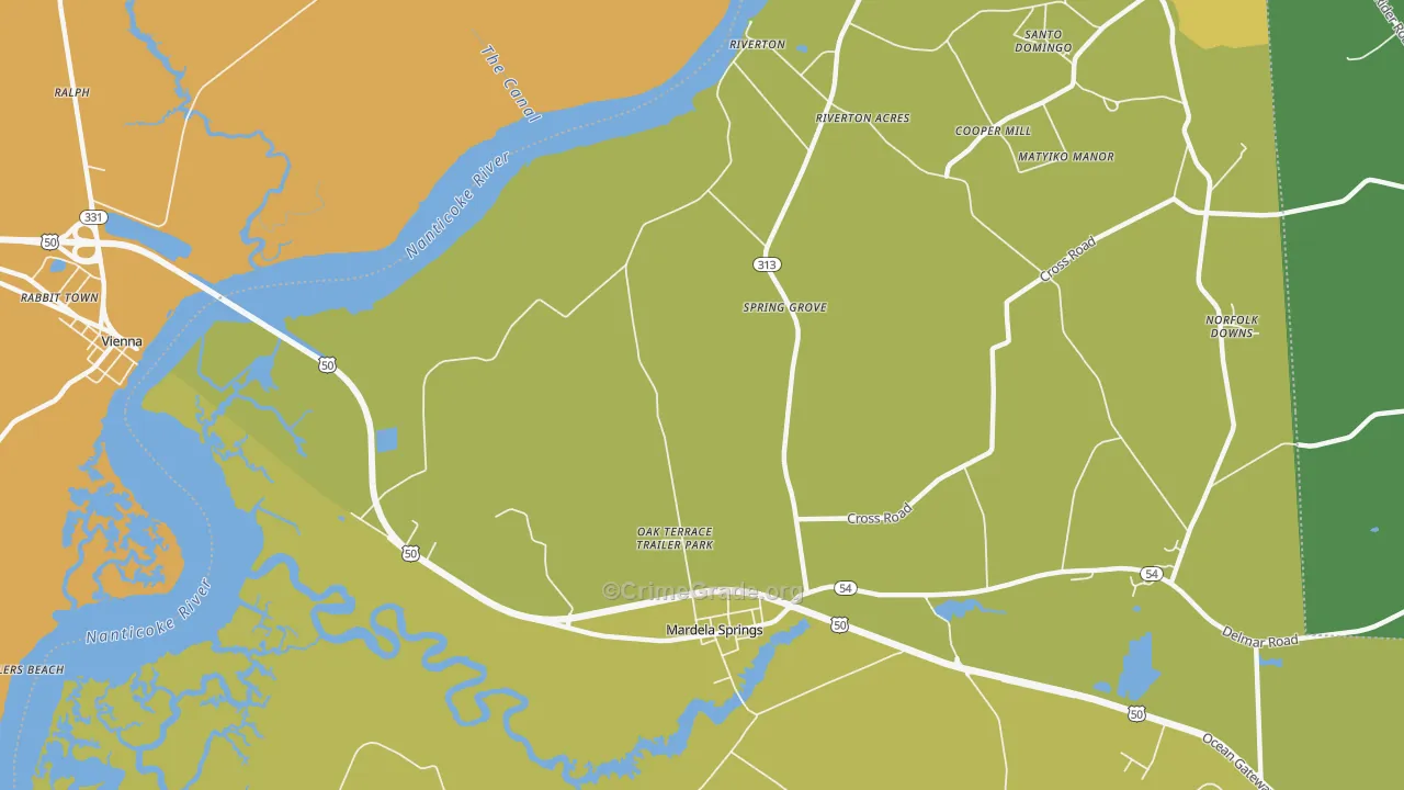 Spring Grove, MD Map of Vehicle Theft Rates
