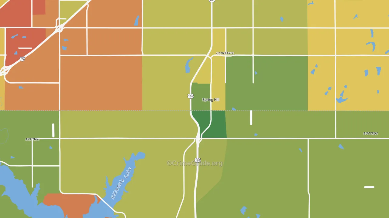 Spring Hill, KS Map of Vehicle Theft Rates