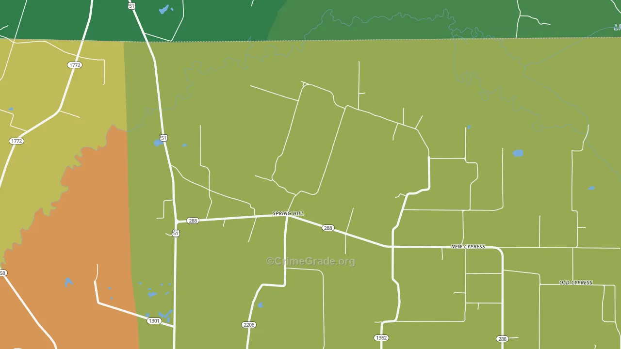 Spring Hill, KY Map of Vehicle Theft Rates
