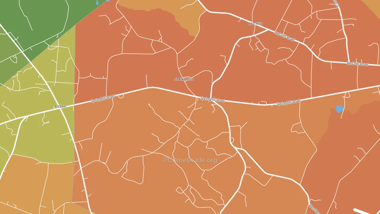 Spring Hill, SC Map of Vehicle Theft Rates