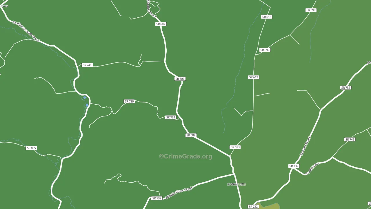 Spring Hill, VA Map of Vehicle Theft Rates