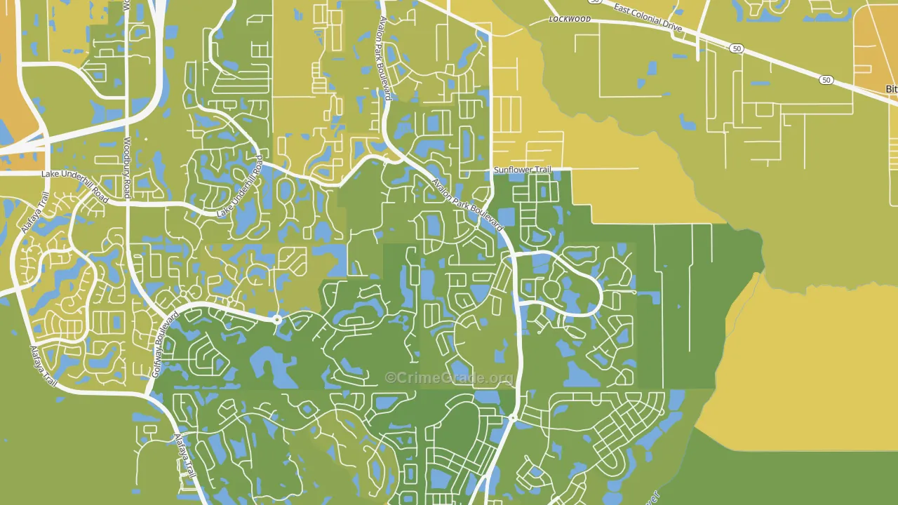 Spring Isle, Alafaya, FL Map of Vehicle Theft Rates