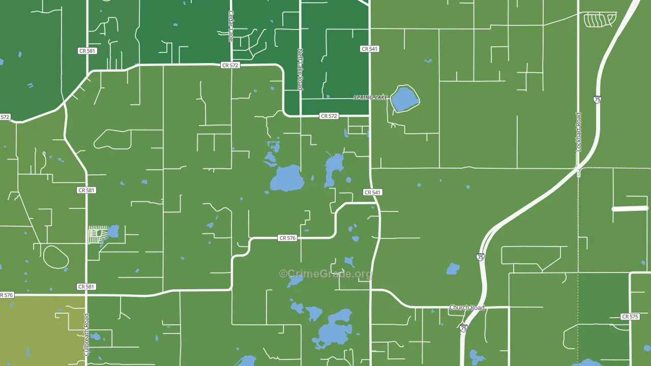 Spring Lake, FL Map of Vehicle Theft Rates