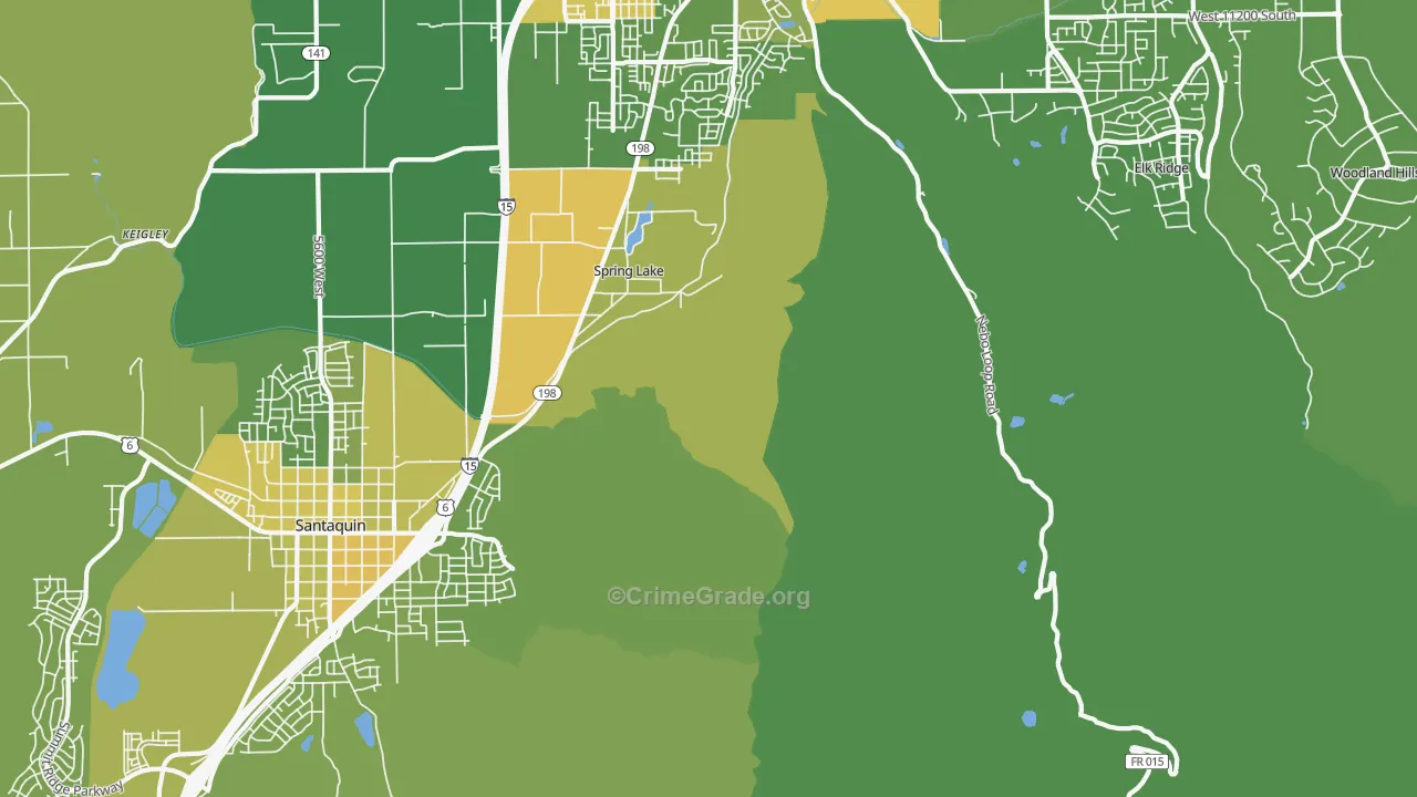 Spring Lake, UT Map of Vehicle Theft Rates