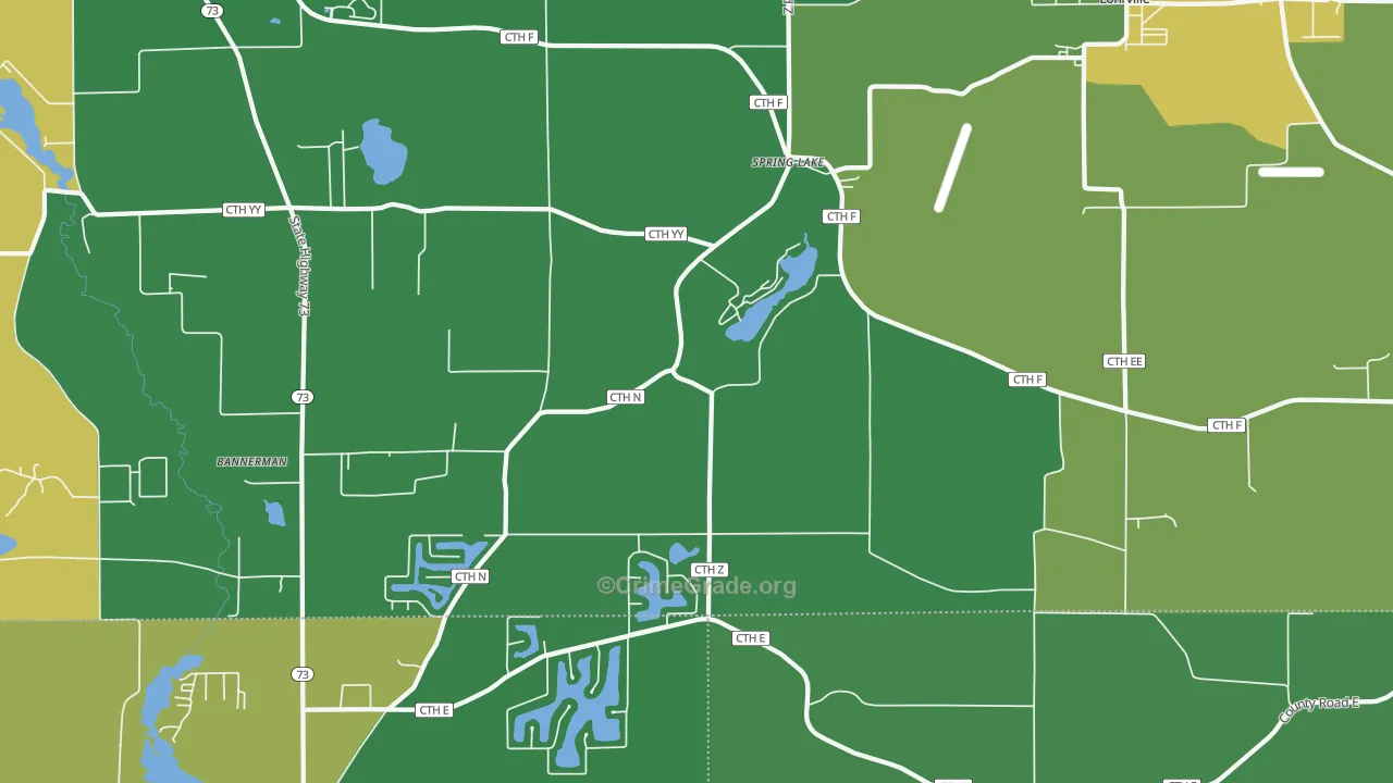 Spring Lake, WI Map of Vehicle Theft Rates