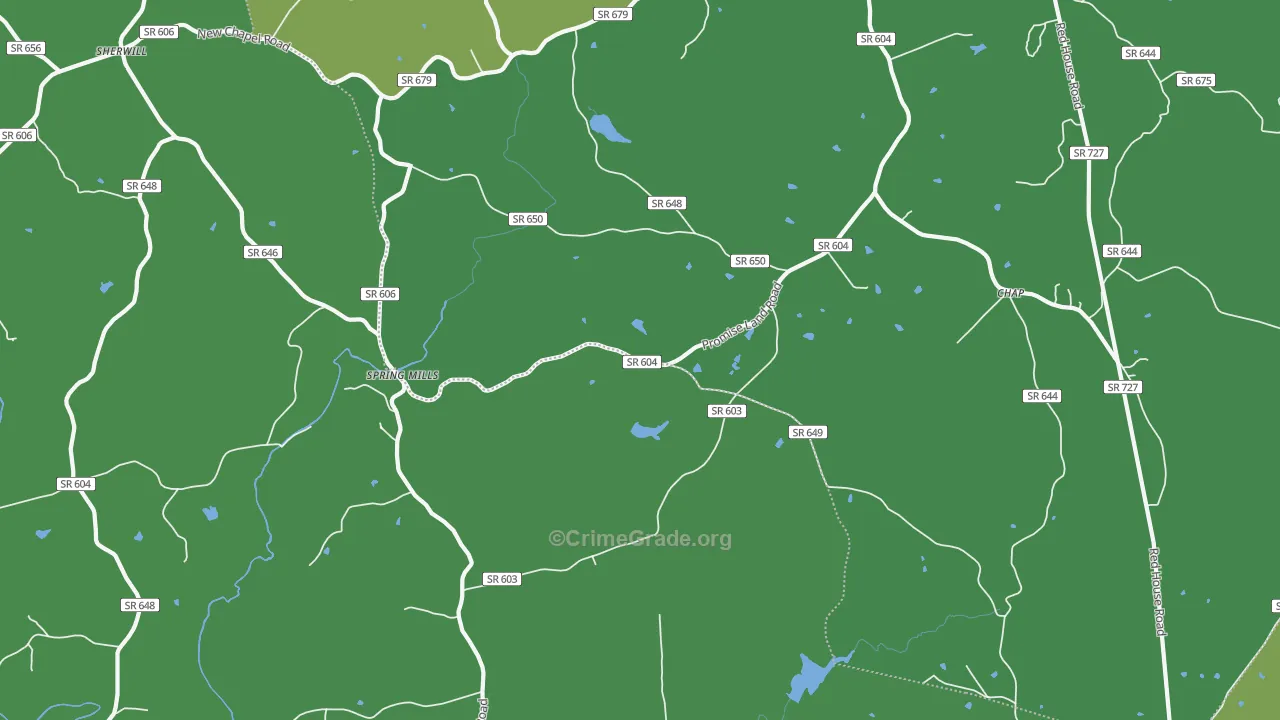 Spring Mills, VA Map of Vehicle Theft Rates
