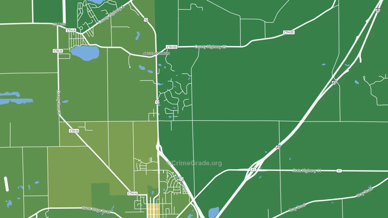 Spring Prairie, WI Map of Vehicle Theft Rates
