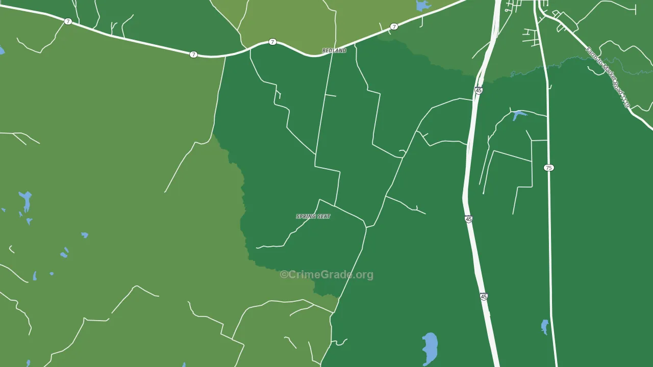 Spring Seat, TX Map of Vehicle Theft Rates