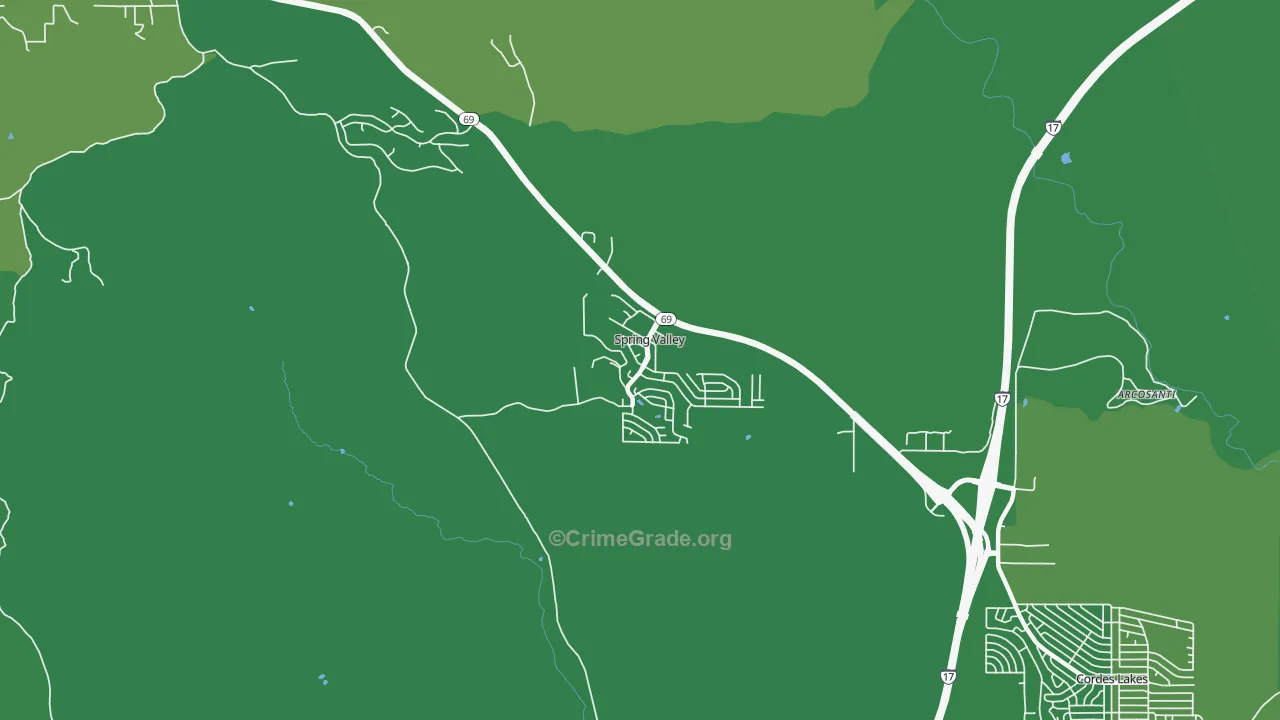 Spring Valley, AZ Map of Vehicle Theft Rates