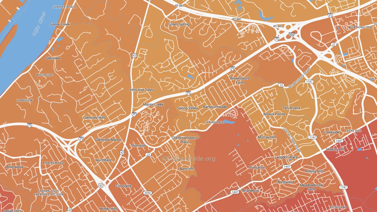 Spring Valley, KY Map of Vehicle Theft Rates