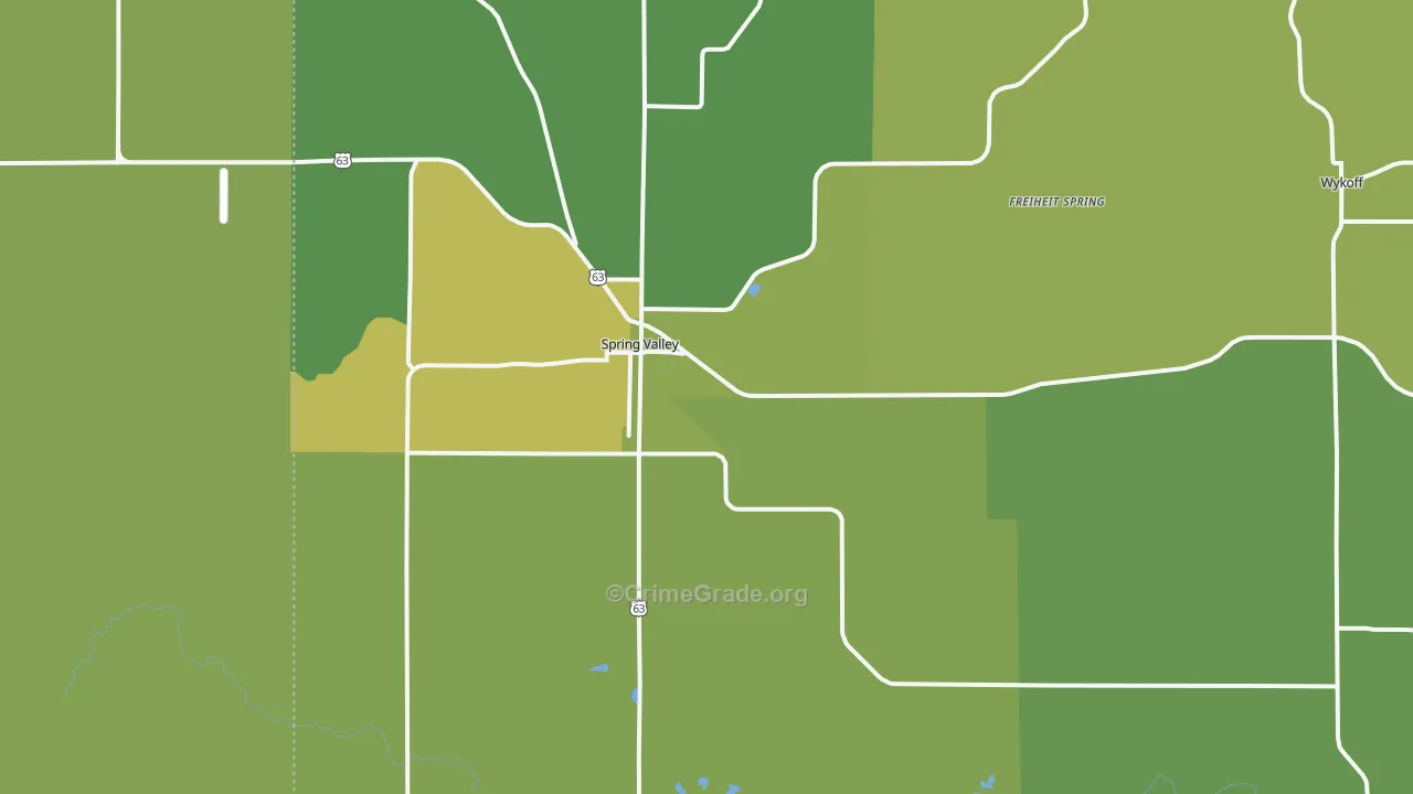 Spring Valley, MN Map of Vehicle Theft Rates