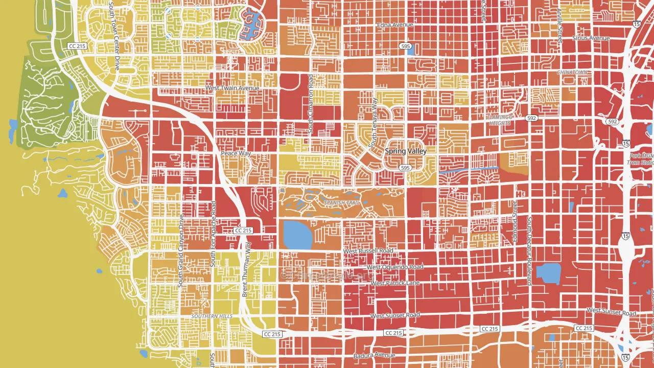 Spring Valley, NV Map of Vehicle Theft Rates