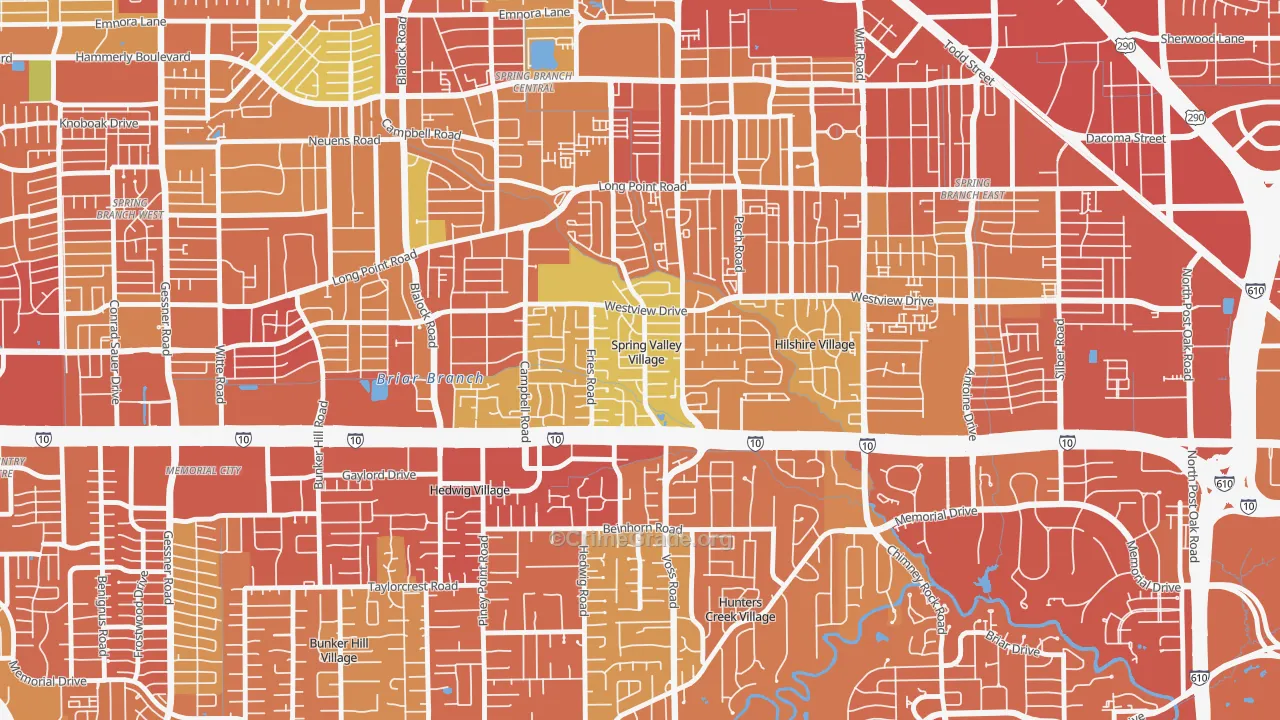Spring Valley, TX Map of Vehicle Theft Rates