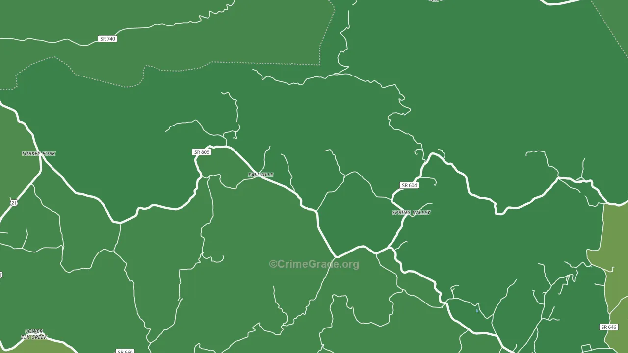Spring Valley, VA Map of Vehicle Theft Rates