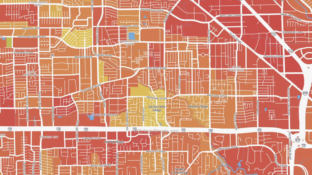 Spring Valley Village, TX Map of Vehicle Theft Rates