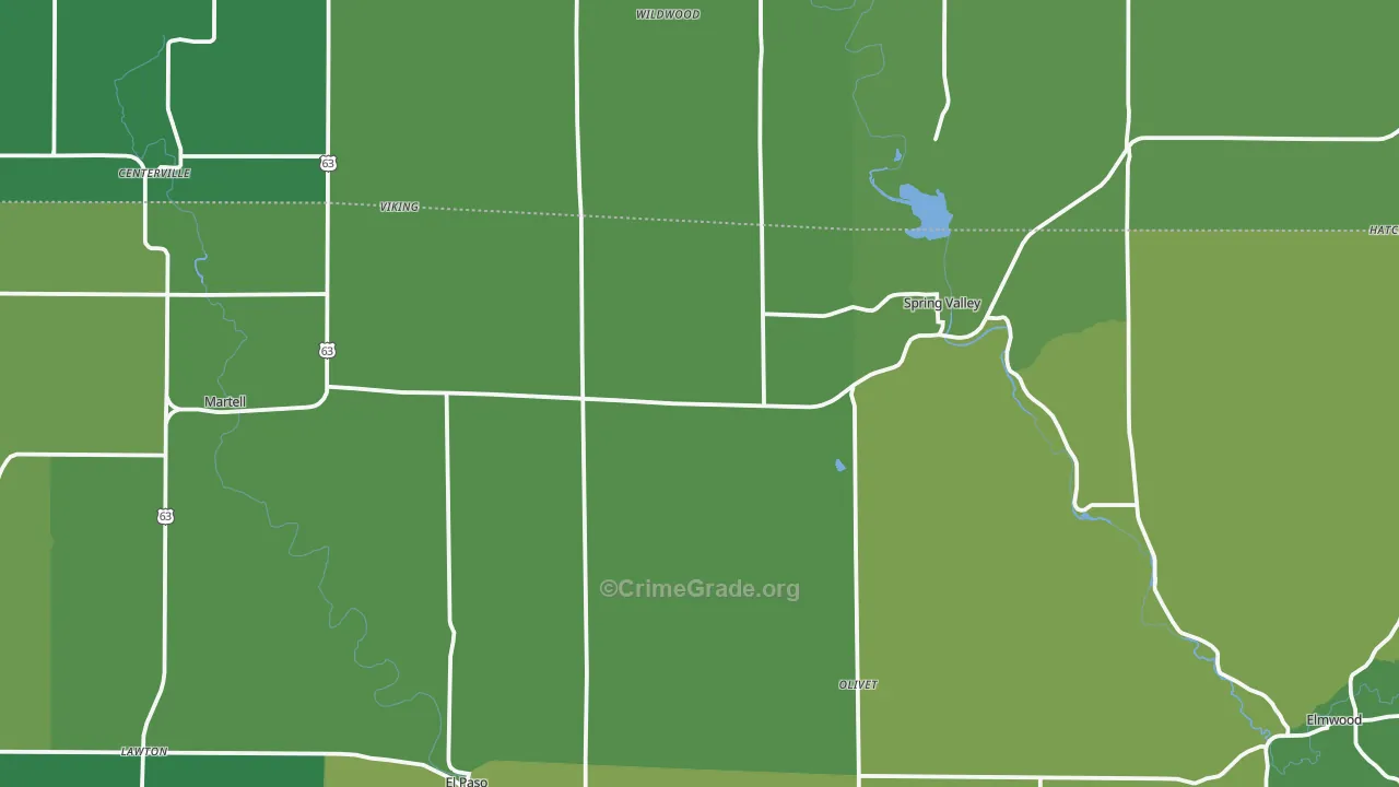 Spring Valley, WI Map of Vehicle Theft Rates