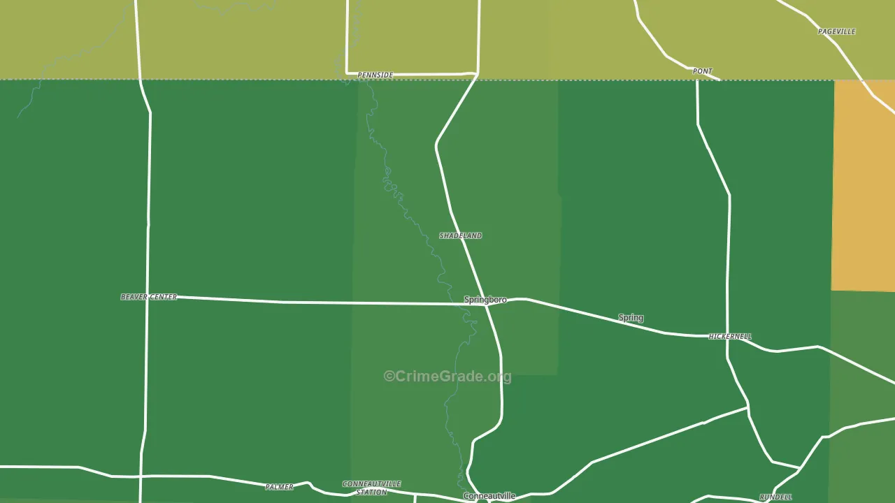 Springboro, PA Map of Vehicle Theft Rates