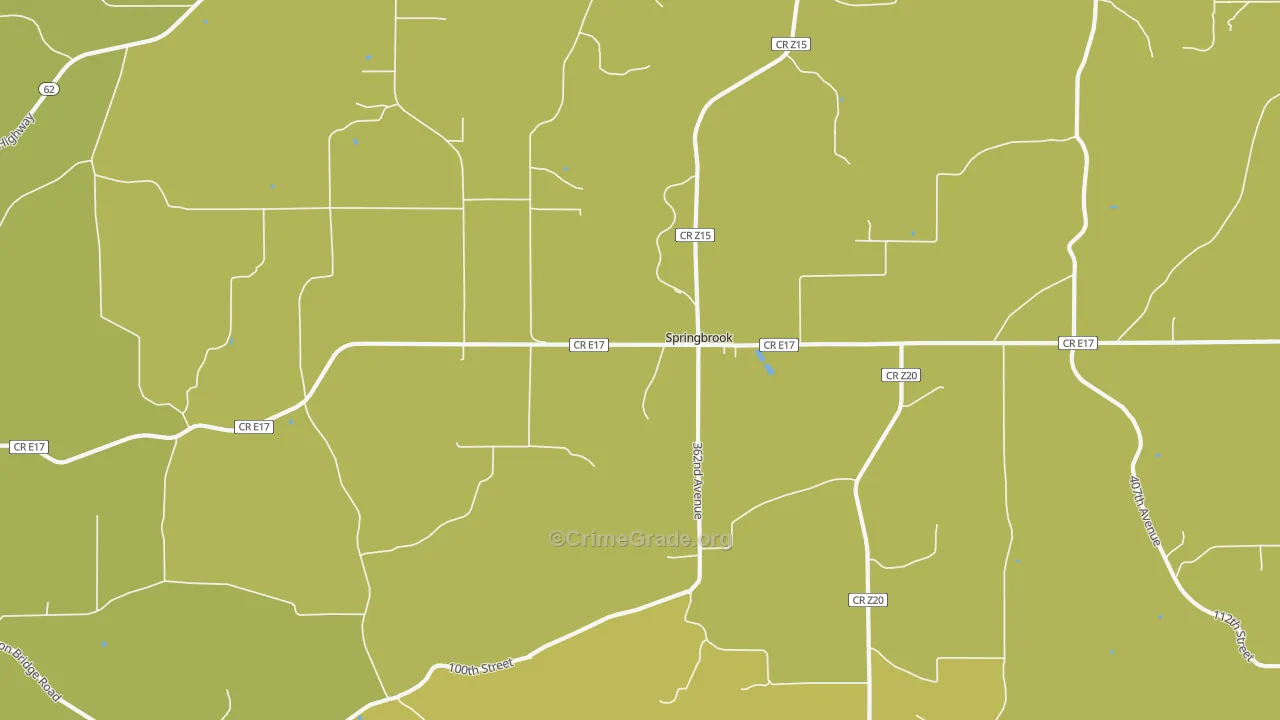 Springbrook, IA Map of Vehicle Theft Rates