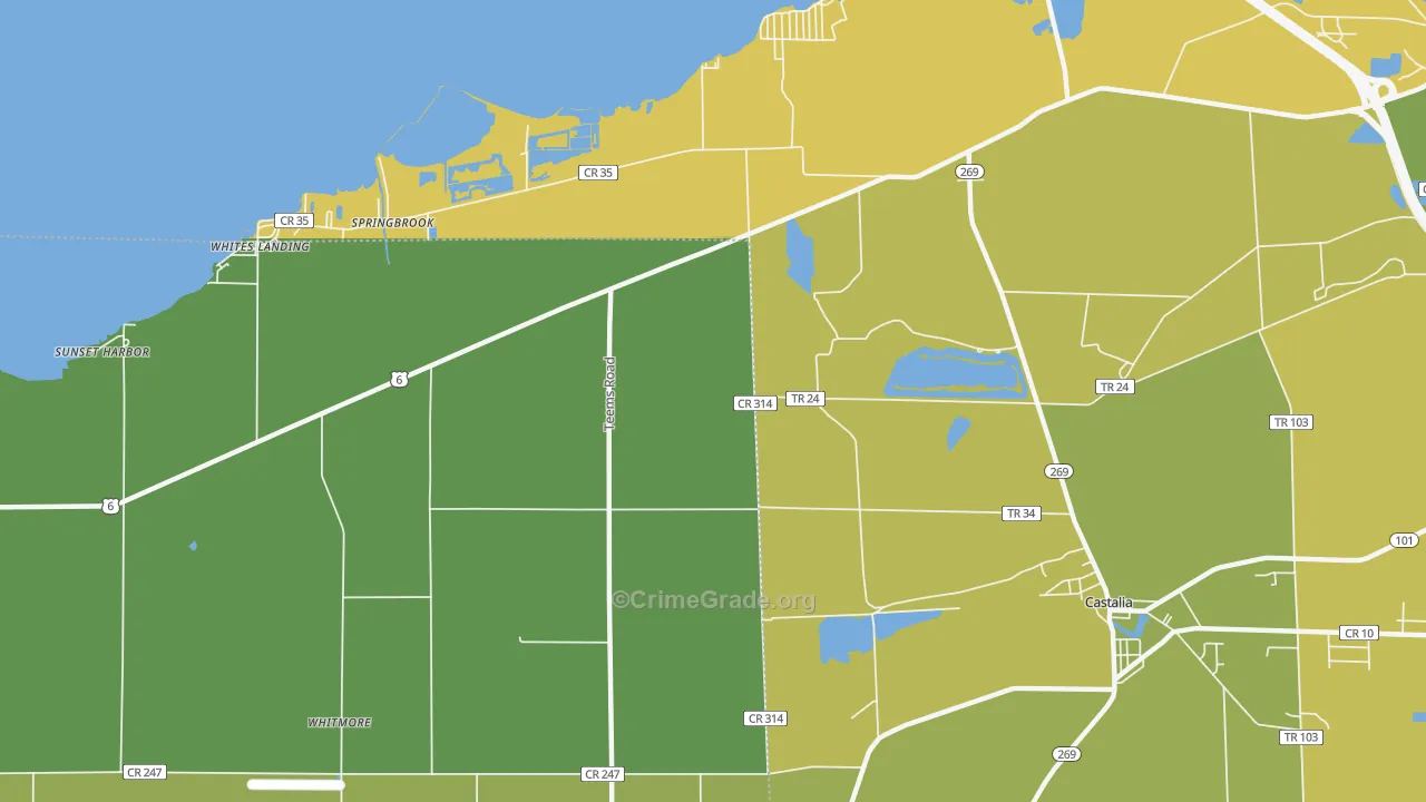 Springbrook, OH Map of Vehicle Theft Rates