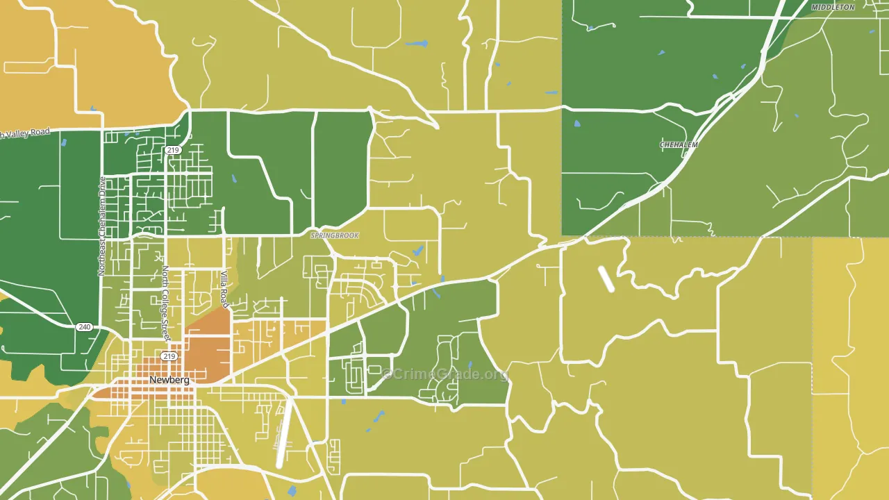 Springbrook, OR Map of Vehicle Theft Rates