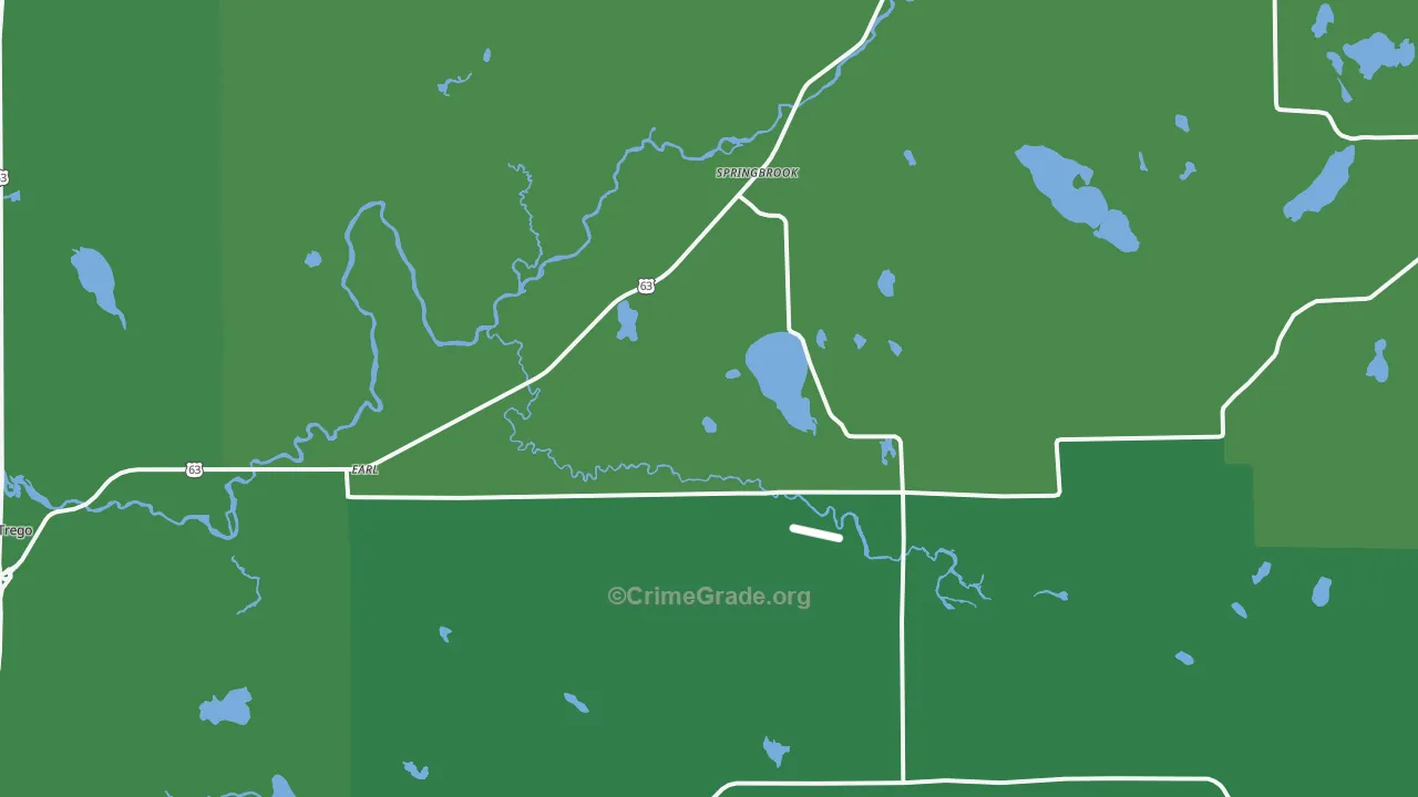 Springbrook, WI Map of Vehicle Theft Rates