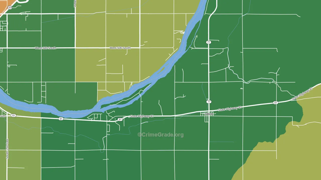 Springdale, ID Map of Vehicle Theft Rates