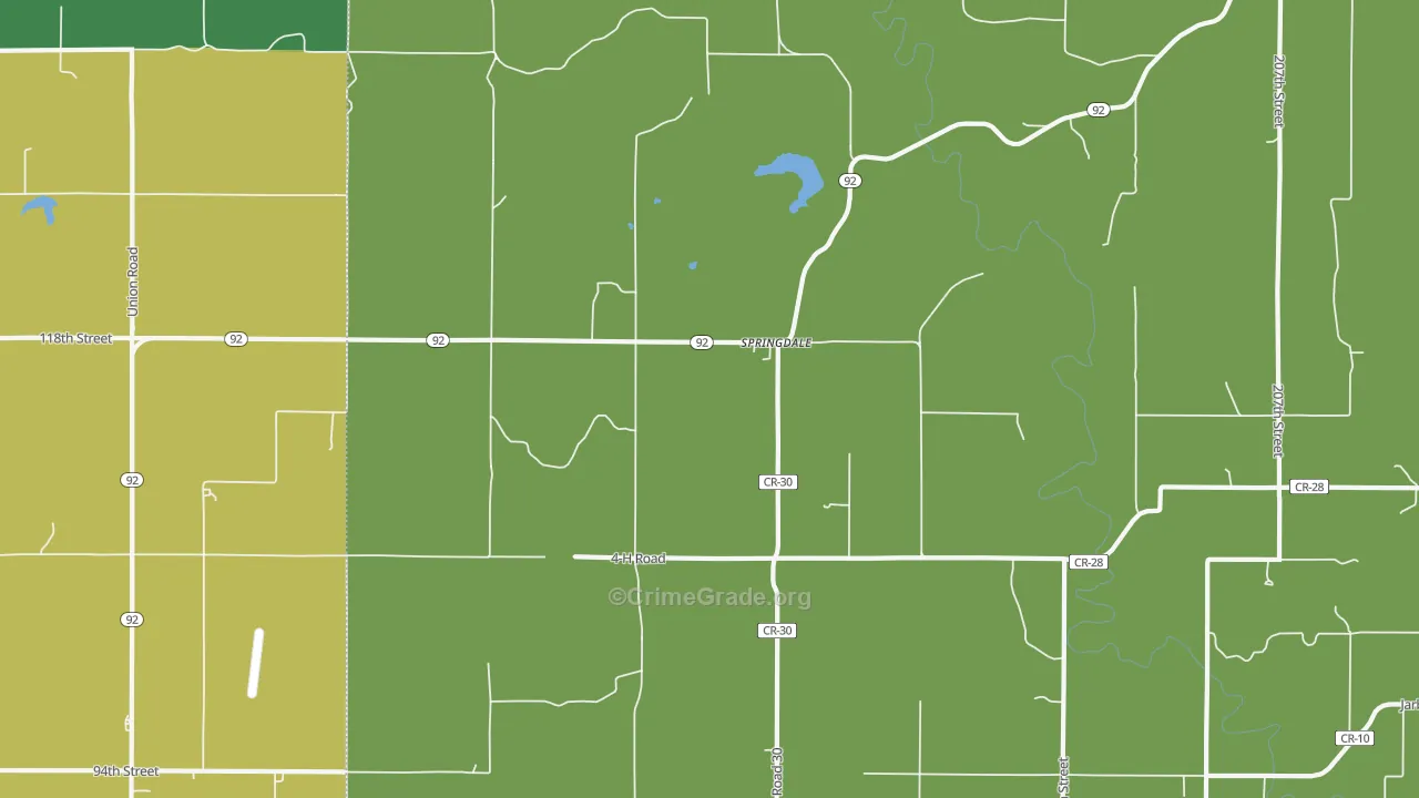 Springdale, KS Map of Vehicle Theft Rates