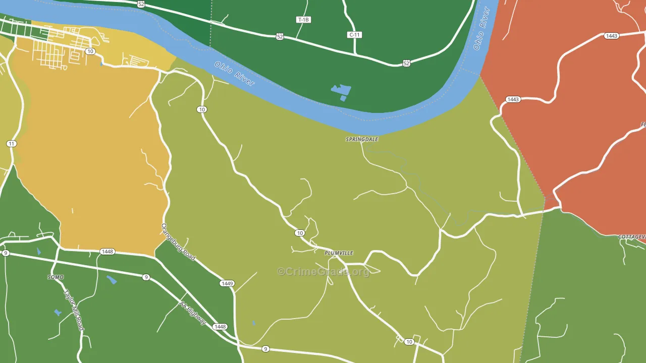 Springdale, KY Map of Vehicle Theft Rates