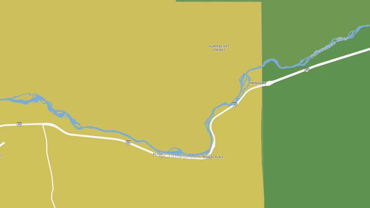 Springdale, MT Map of Vehicle Theft Rates