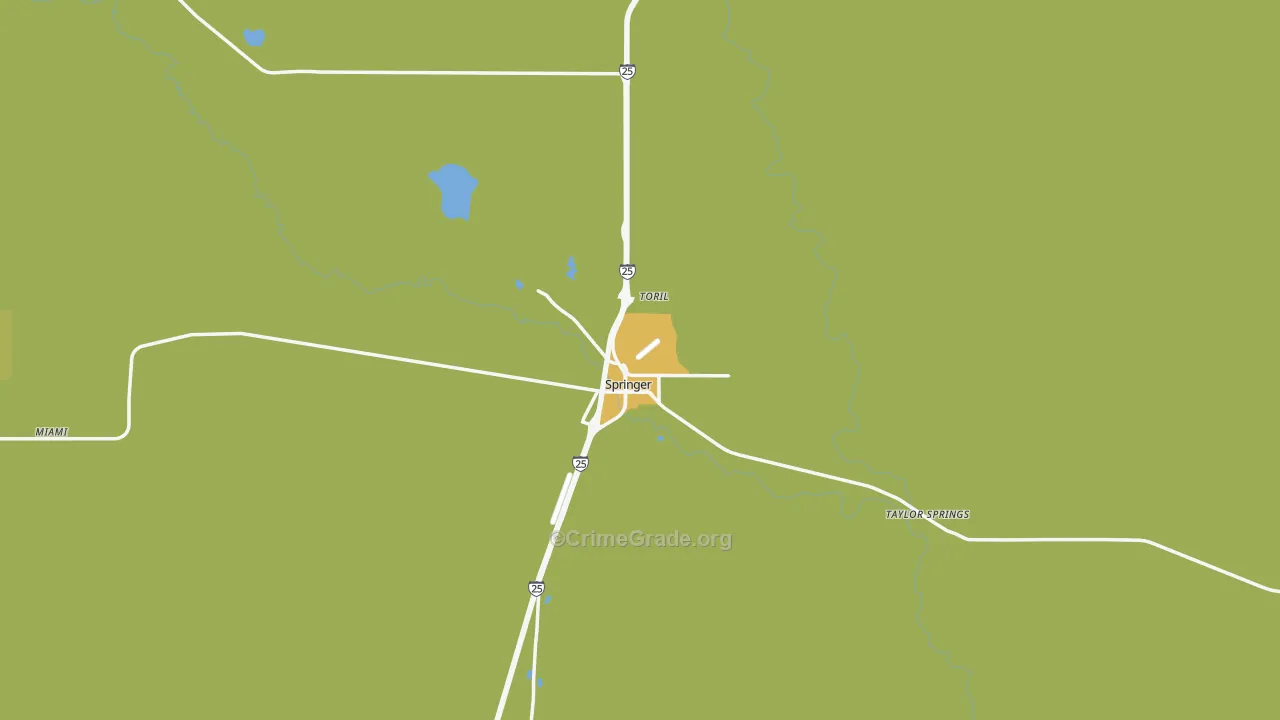 Springer, NM Map of Vehicle Theft Rates