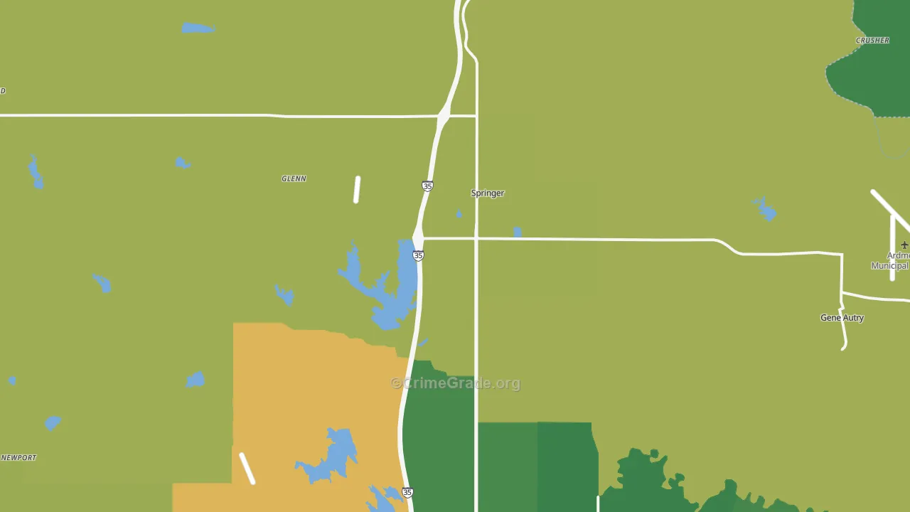 Springer, OK Map of Vehicle Theft Rates