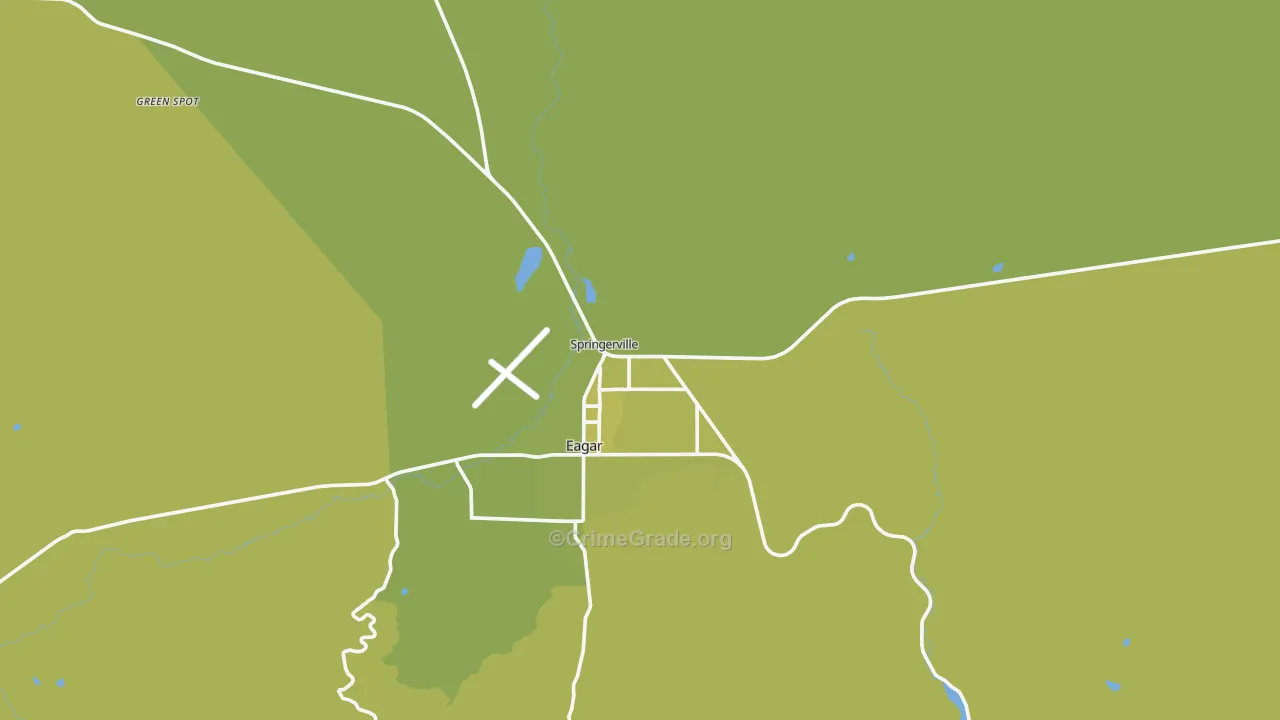 Springerville, AZ Map of Vehicle Theft Rates