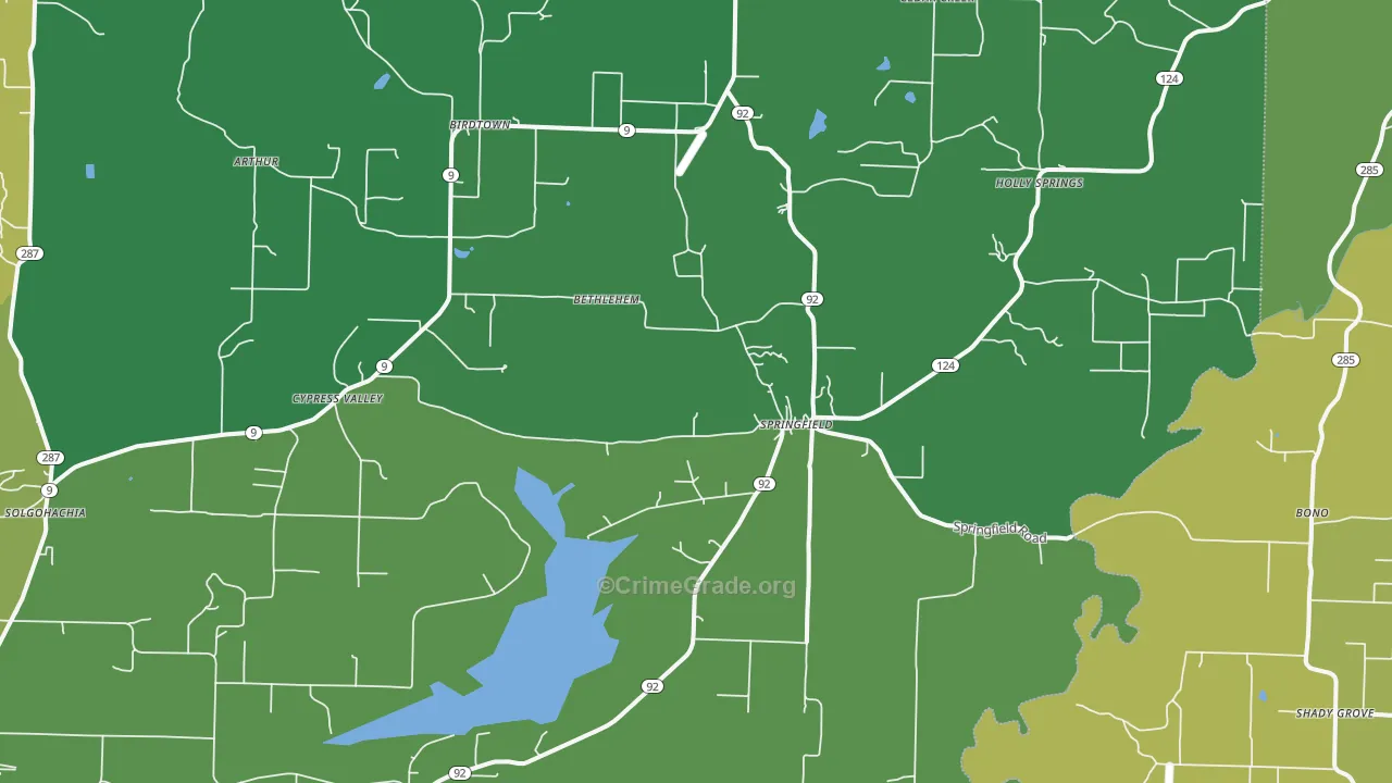 Springfield, AR Map of Vehicle Theft Rates