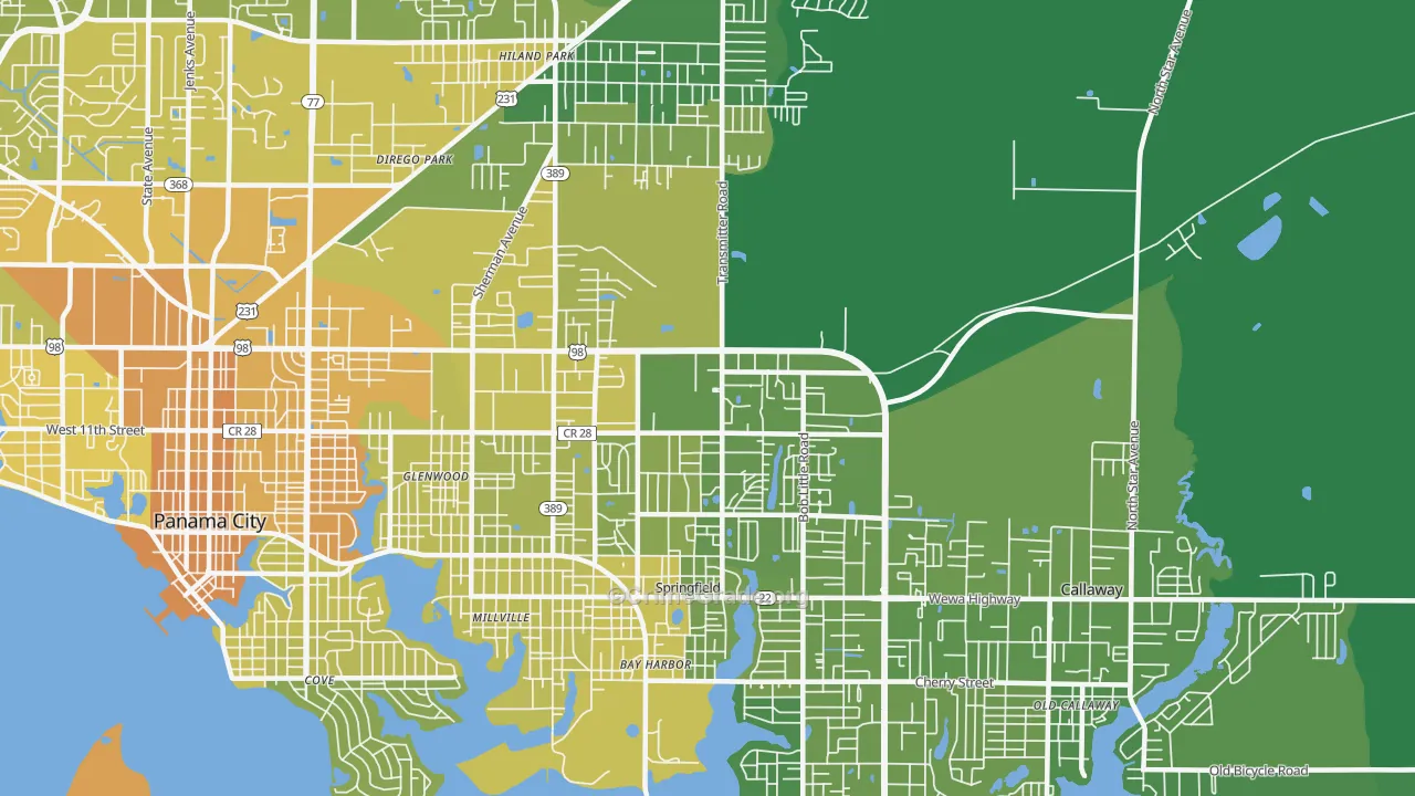 Springfield, FL Map of Vehicle Theft Rates