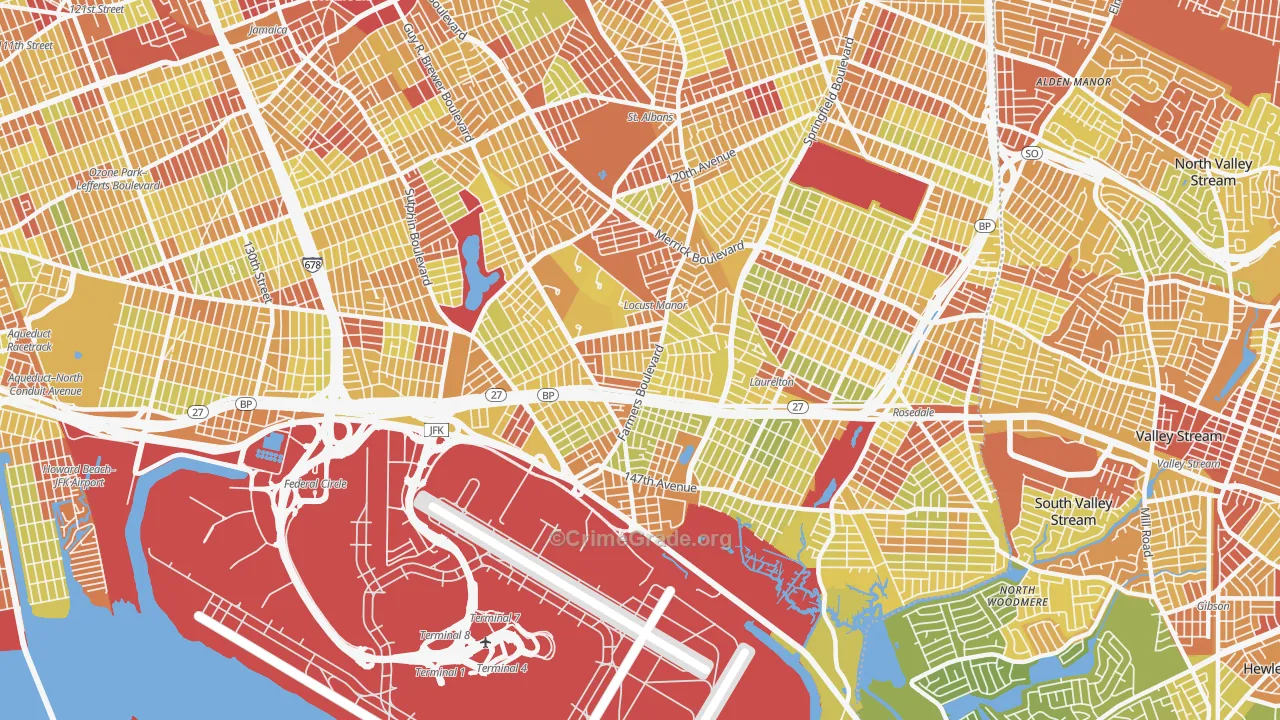 Springfield Gardens, Queens, NY Map of Vehicle Theft Rates