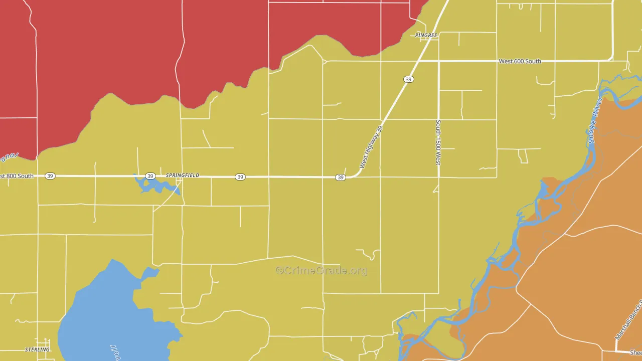 Springfield, ID Map of Vehicle Theft Rates