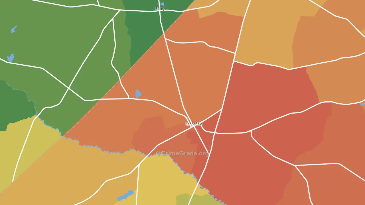 Springfield, SC Map of Vehicle Theft Rates