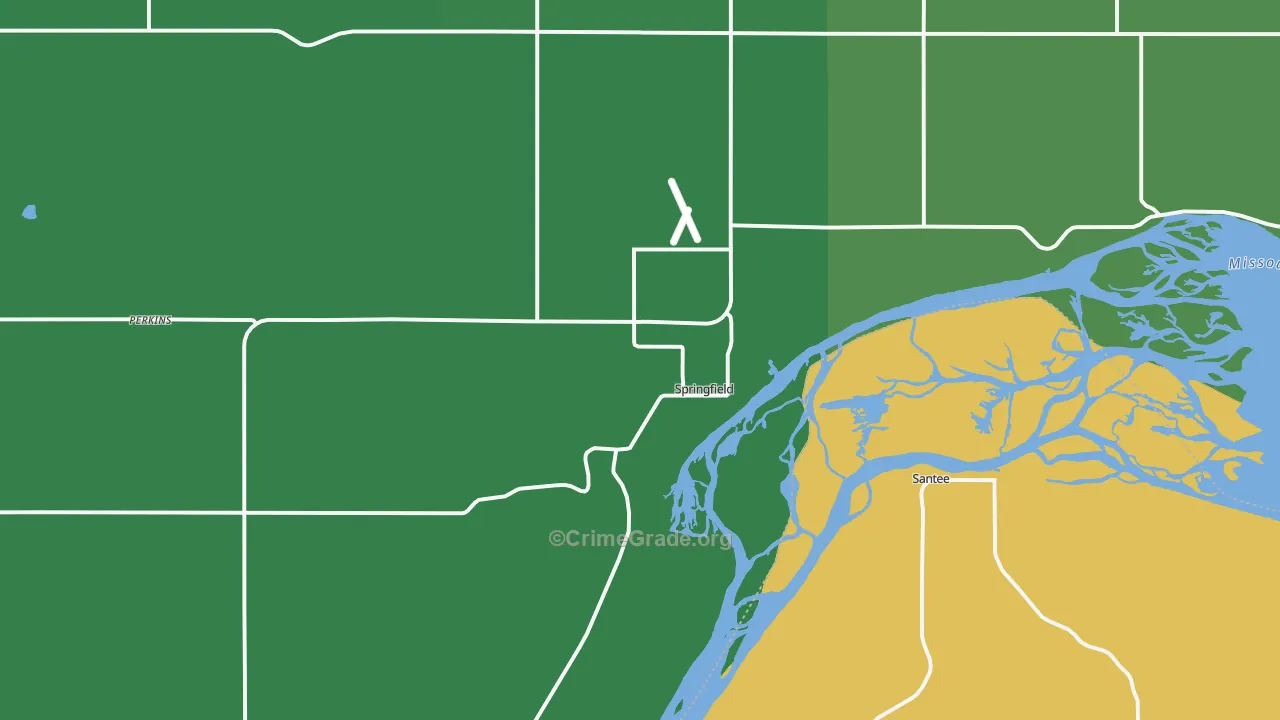 Springfield, SD Map of Vehicle Theft Rates