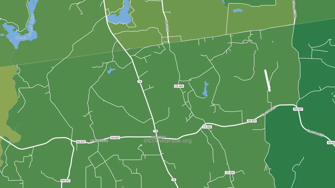 Springfield, TX Map of Vehicle Theft Rates
