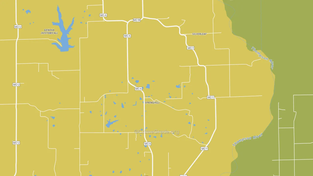Springhill, MO Map of Vehicle Theft Rates