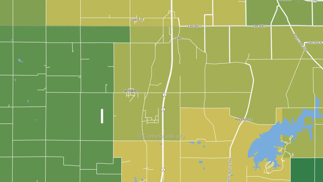 Springport, IN Map of Vehicle Theft Rates