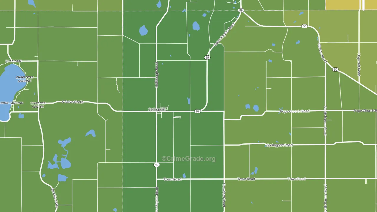 Springport, MI Map of Vehicle Theft Rates