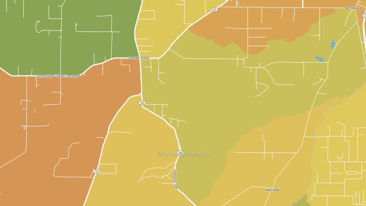 Springridge, LA Map of Vehicle Theft Rates