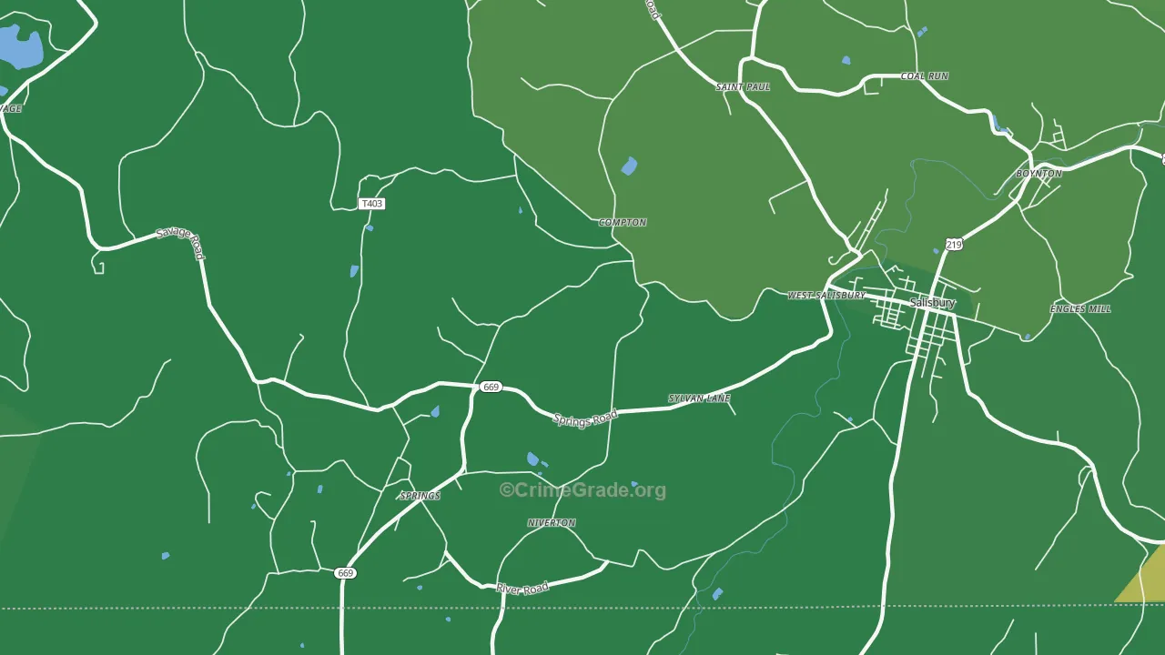 Springs, PA Map of Vehicle Theft Rates
